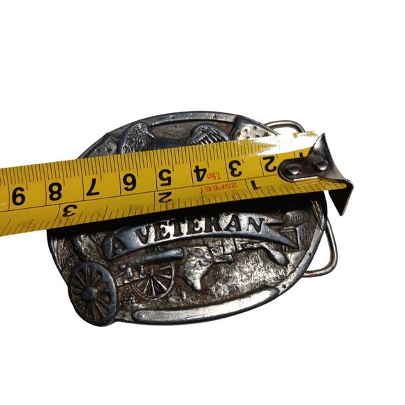 Vintage Western Cowboy Belt Buckle 1983 Bergamont Brass Works Proud Veteran - Picture 4 of 5